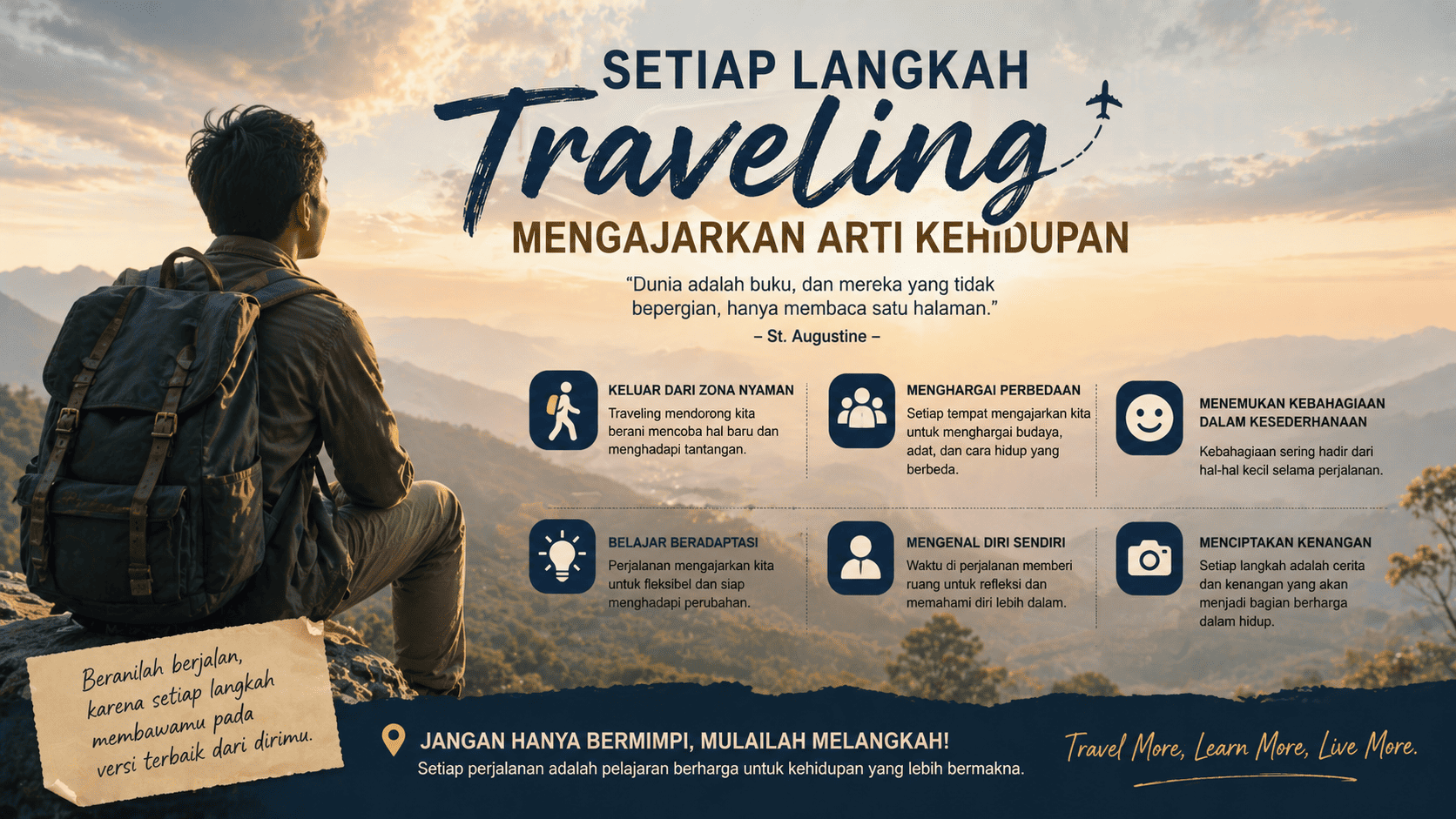 Setiap Langkah Traveling Mengajarkan Arti Kehidupan.