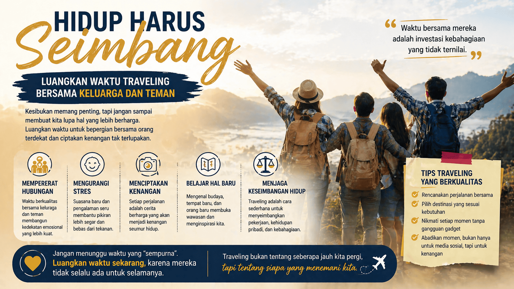 Hidup Harus Seimbang, Luangkan Waktu Traveling Bersama Keluarga dan Teman