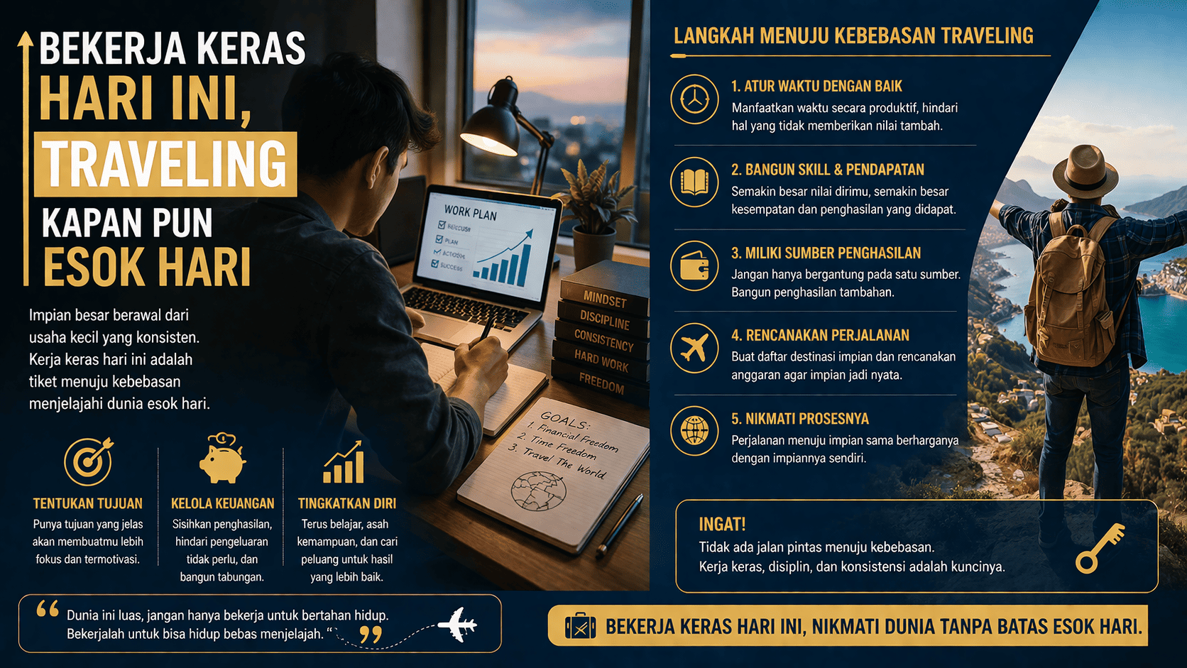 Bekerja Keras Hari Ini, Traveling Kapan Pun Esok Hari