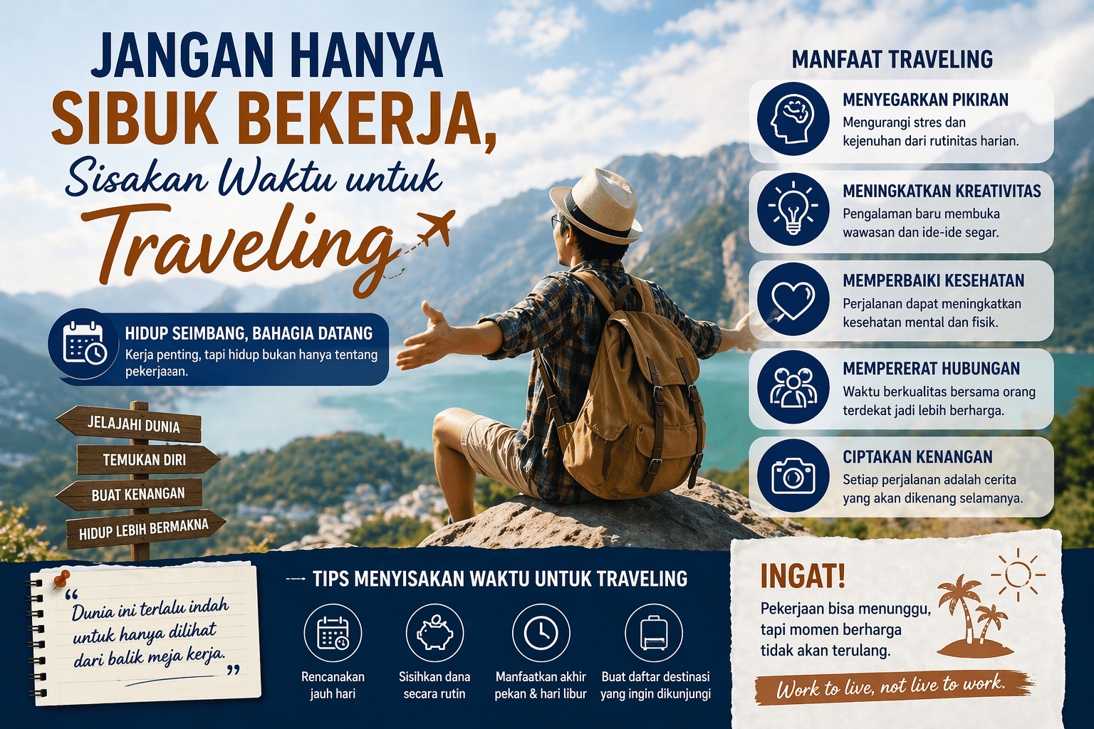 Jangan Hanya Sibuk Bekerja, Sisakan Waktu untuk Traveling