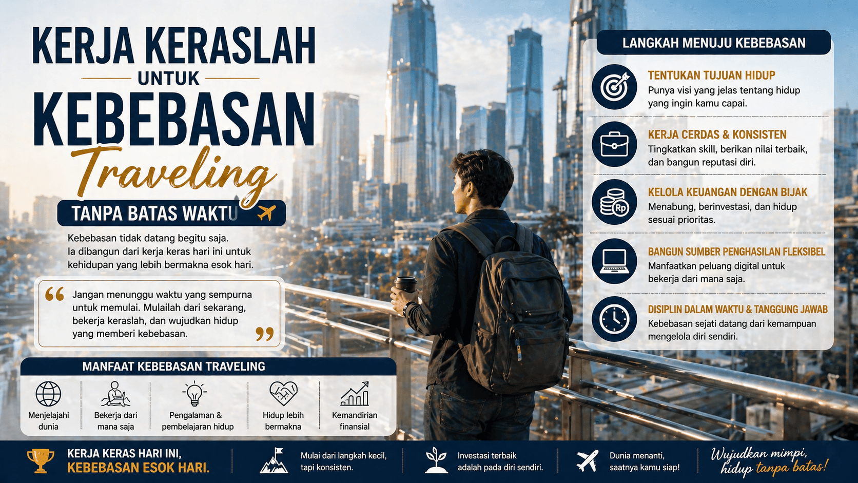 Kerja Keraslah untuk Kebebasan Traveling Tanpa Batas Waktu.
