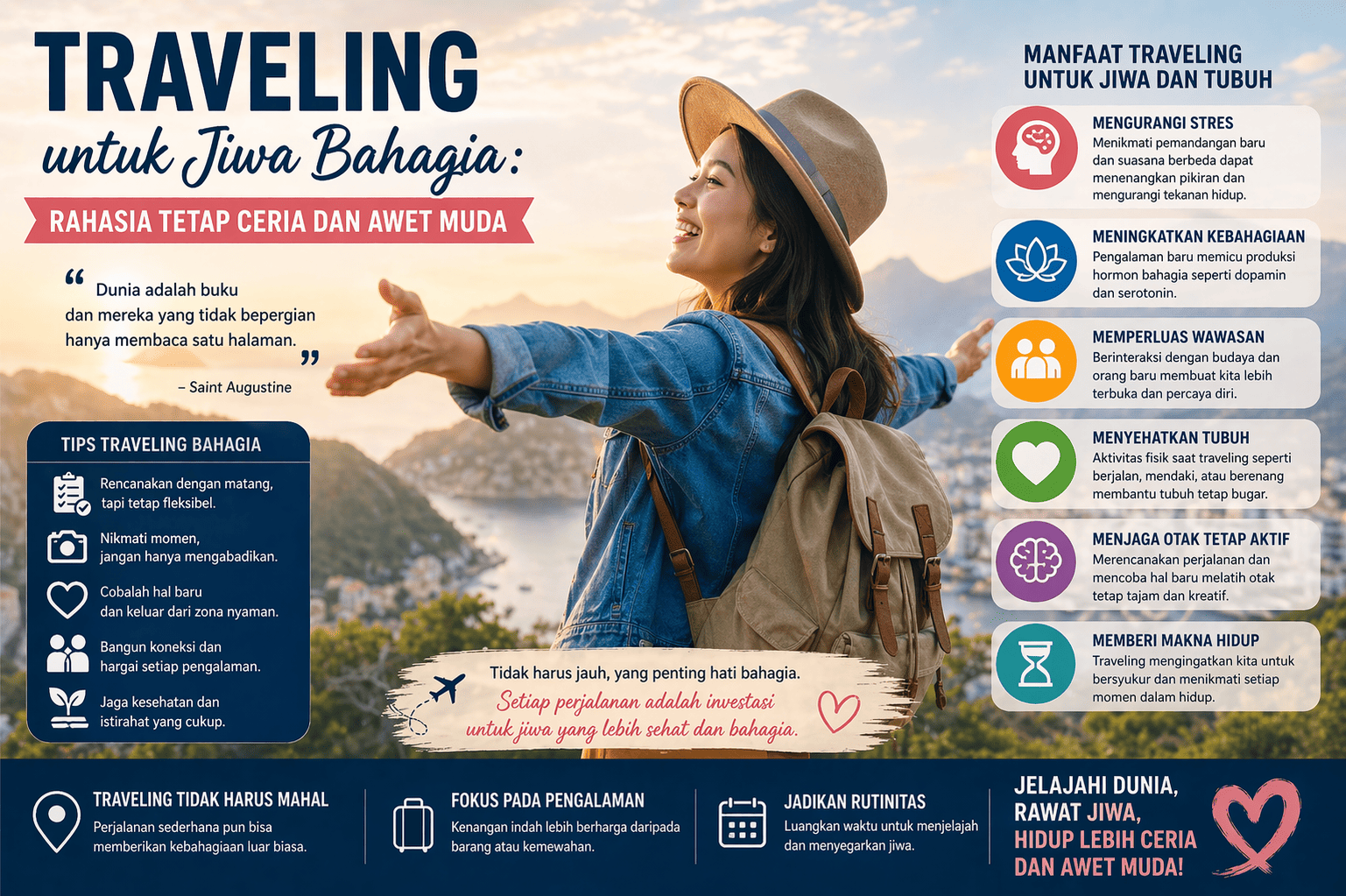 Traveling untuk Jiwa Bahagia, Rahasia Tetap Ceria dan Awet Muda