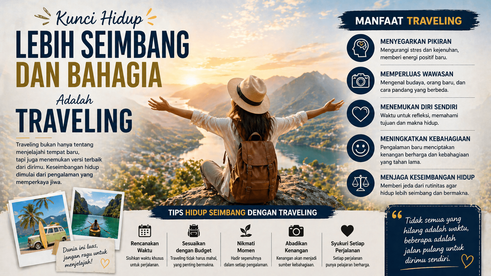 Kunci Hidup Lebih Seimbang dan Bahagia adalah Traveling