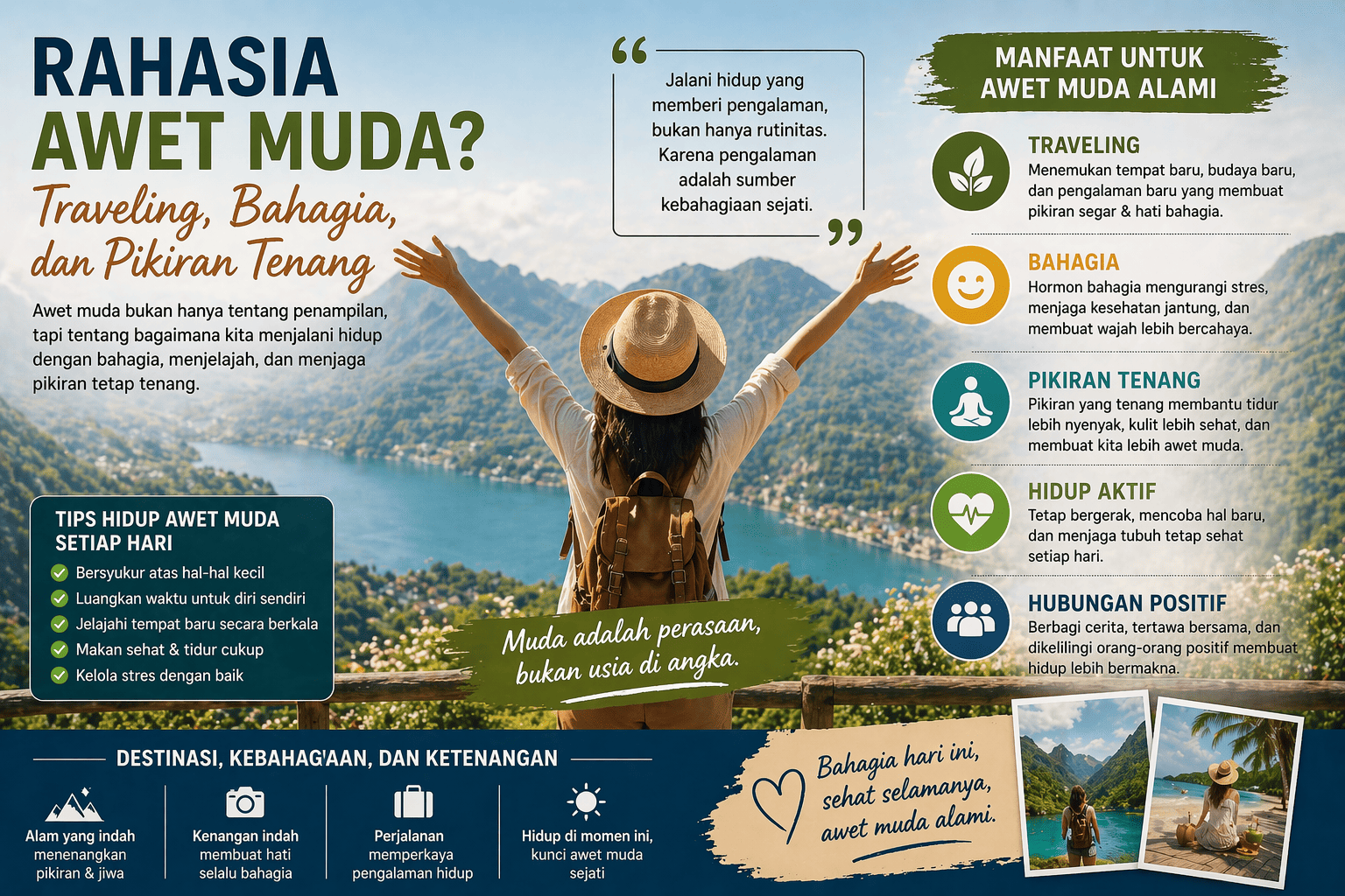 Rahasia Awet Muda? Traveling, Bahagia, dan Pikiran Tenang