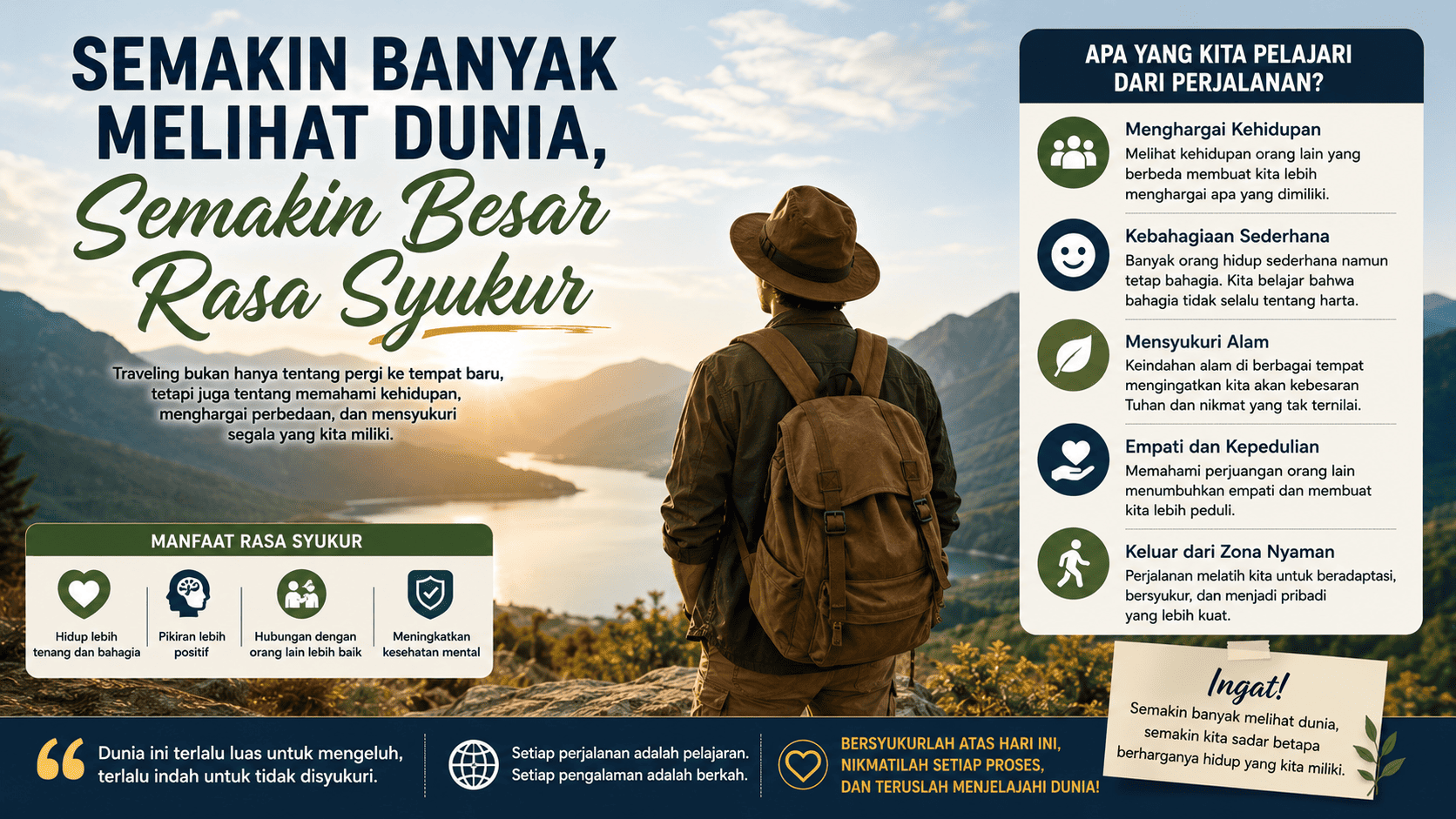 Semakin Banyak Melihat Dunia, Semakin Besar Rasa Syukur.