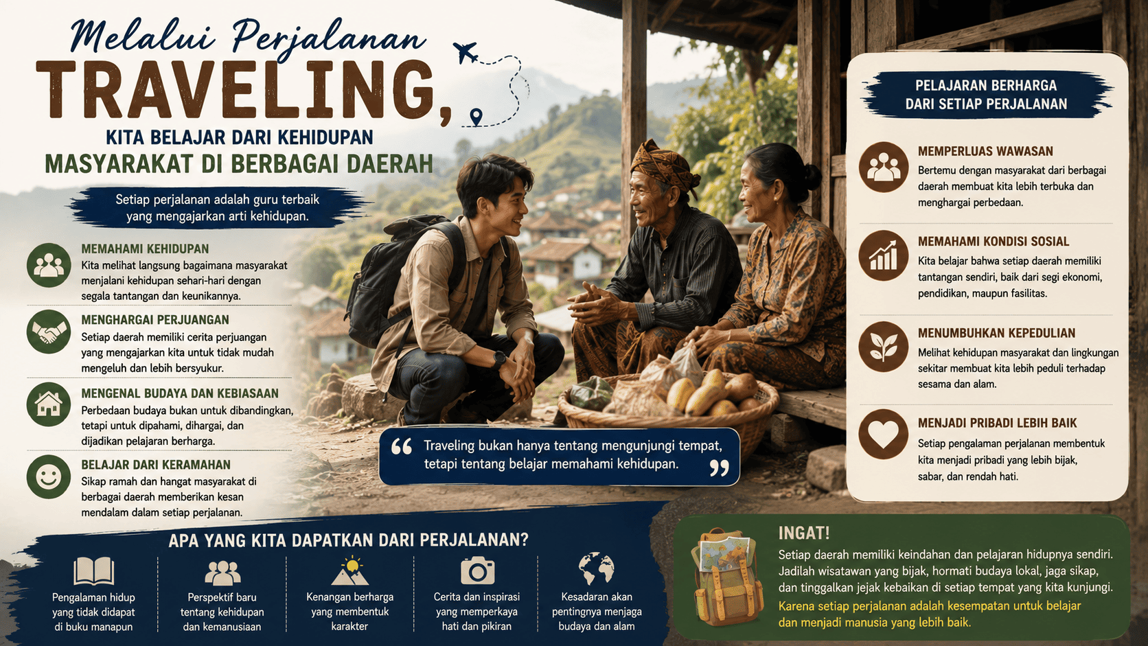 Melalui Perjalanan Traveling, Kita Belajar dari Kehidupan Masyarakat di Berbagai Daerah.