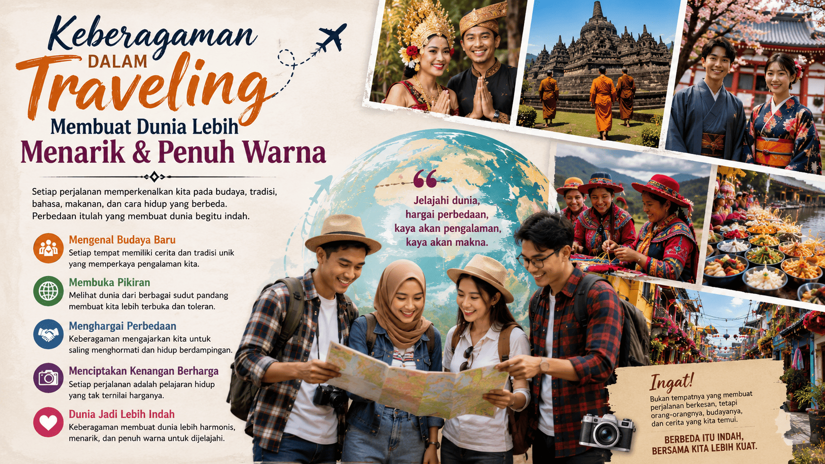 Keberagaman dalam Traveling Membuat Dunia Lebih Menarik dan Penuh Warna.
