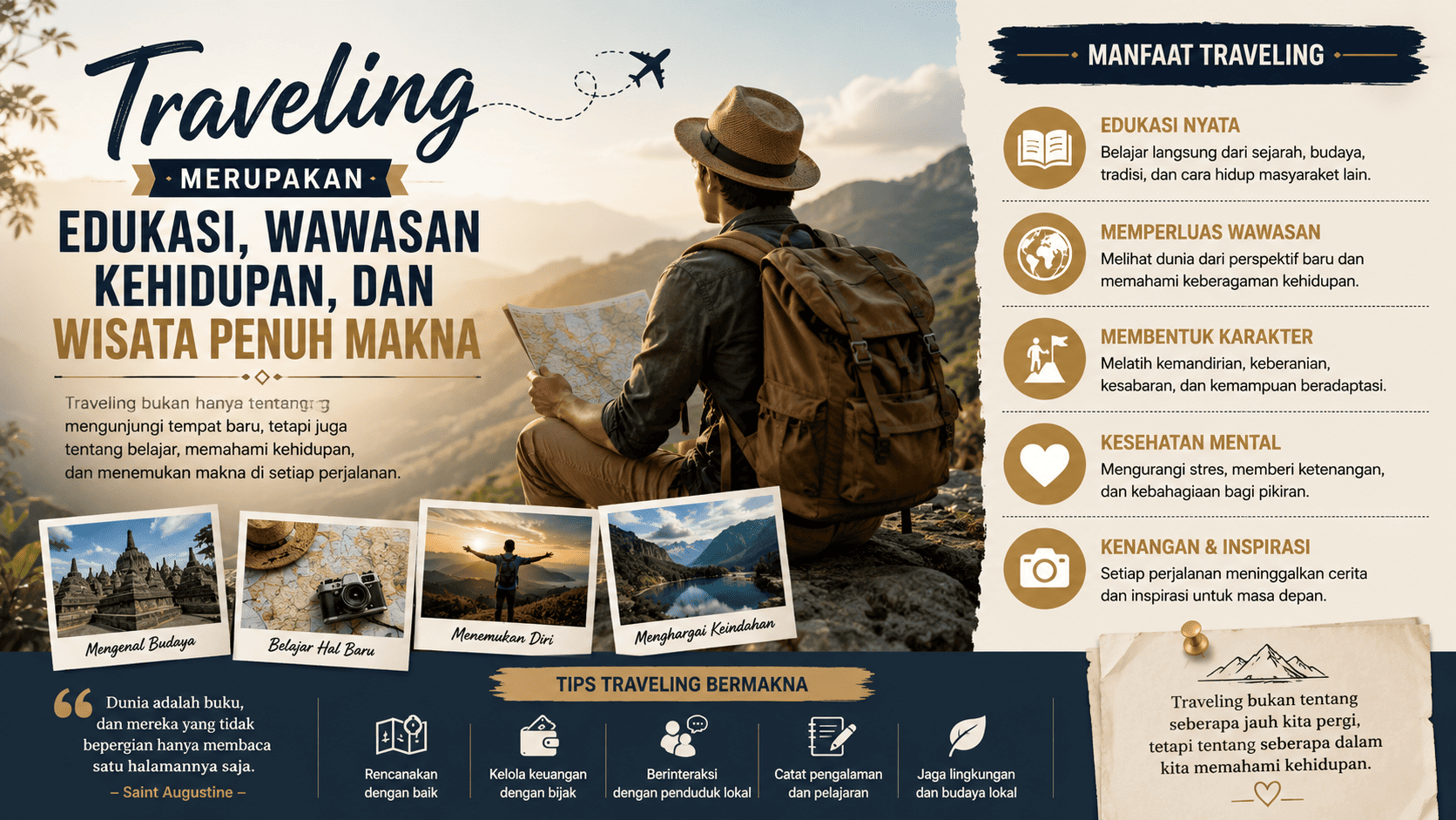 Traveling Merupakan Edukasi, Wawasan Kehidupan, dan Wisata Penuh Makna.