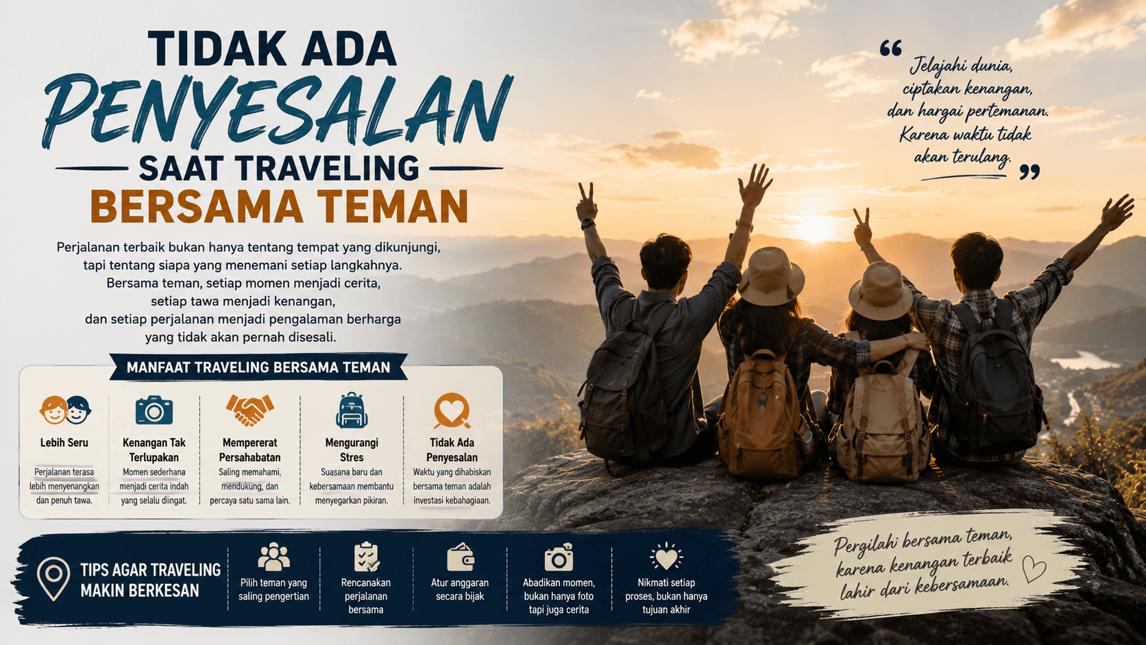 Tidak Ada Penyesalan Saat Traveling Bersama Teman.
