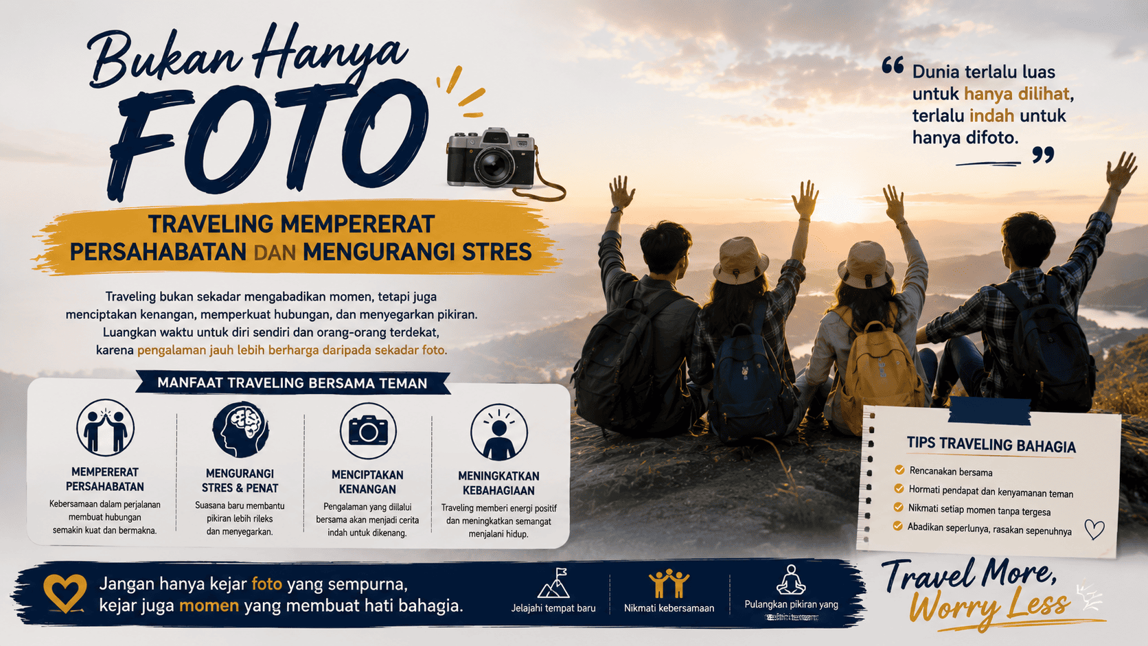 Bukan Hanya Foto, Traveling Mempererat Persahabatan dan Mengurangi Stres.