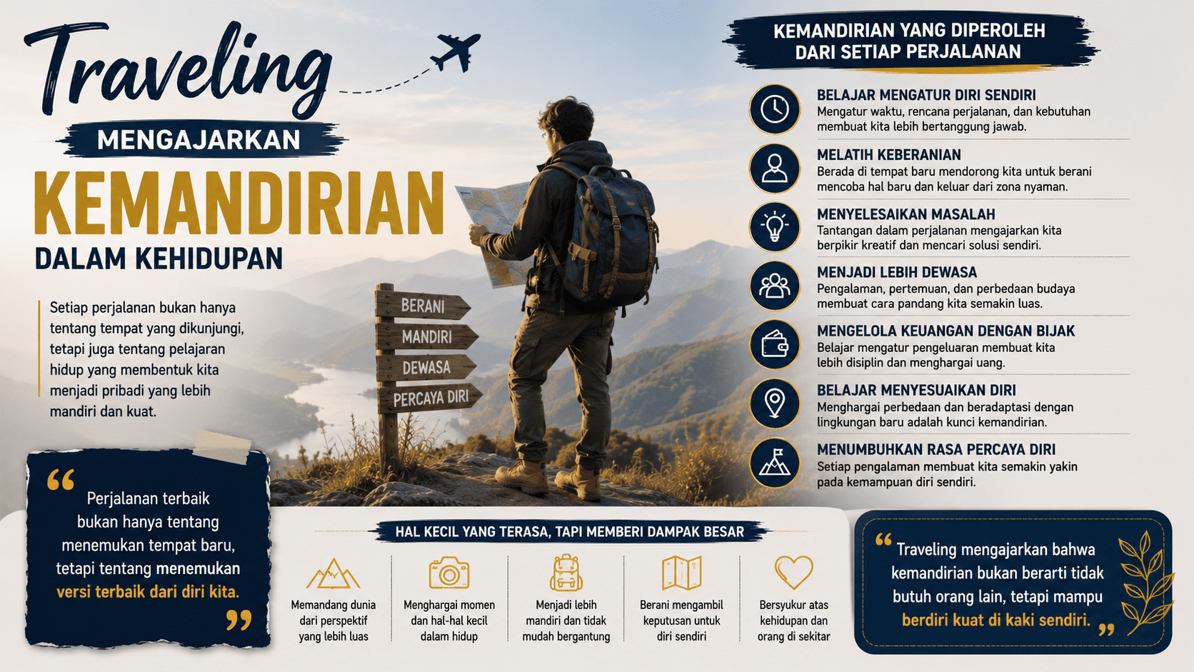 Traveling Mengajarkan Kemandirian dalam Kehidupan.