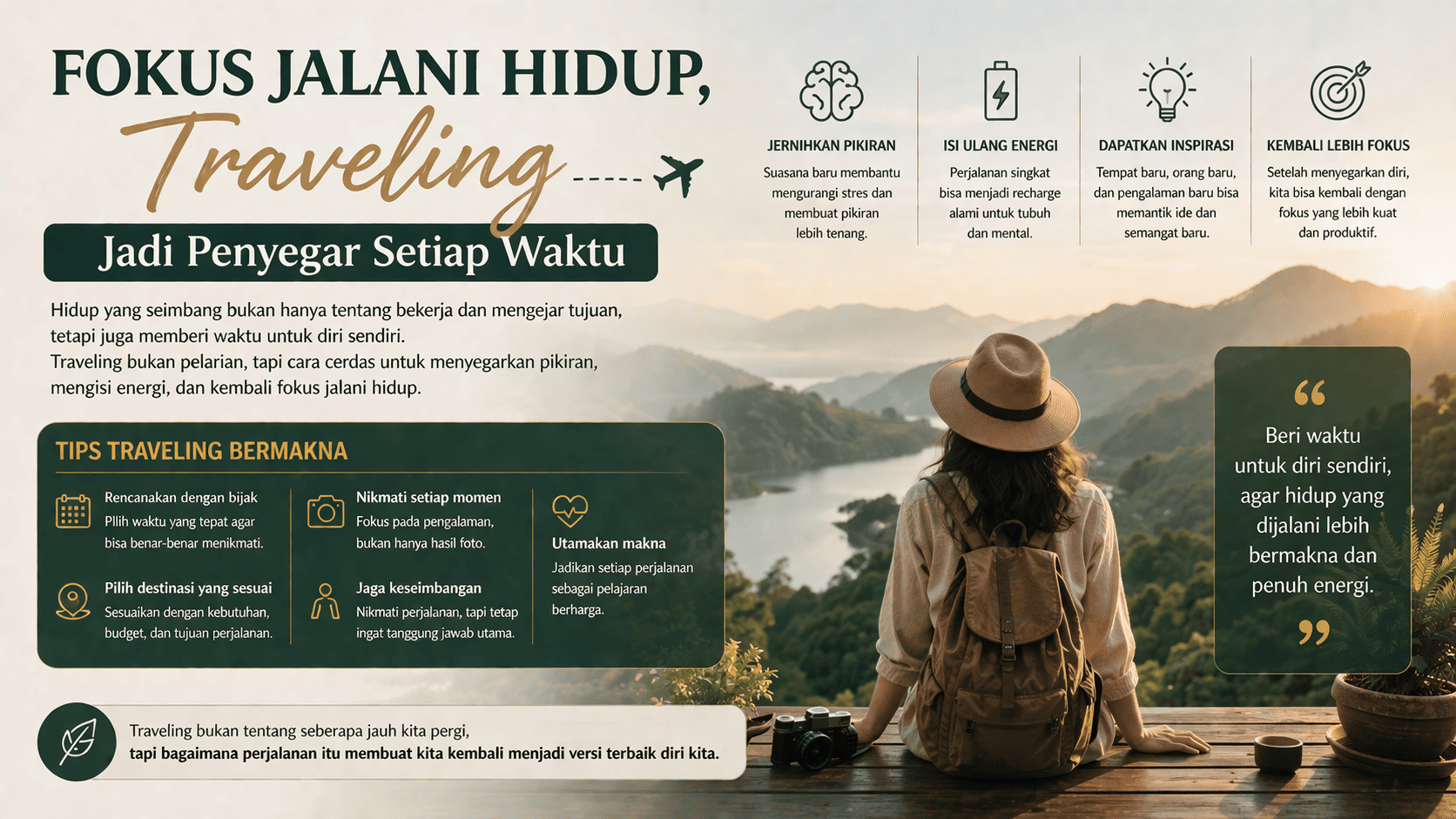 Fokus Jalani Hidup, Traveling Jadi Penyegar Setiap Waktu