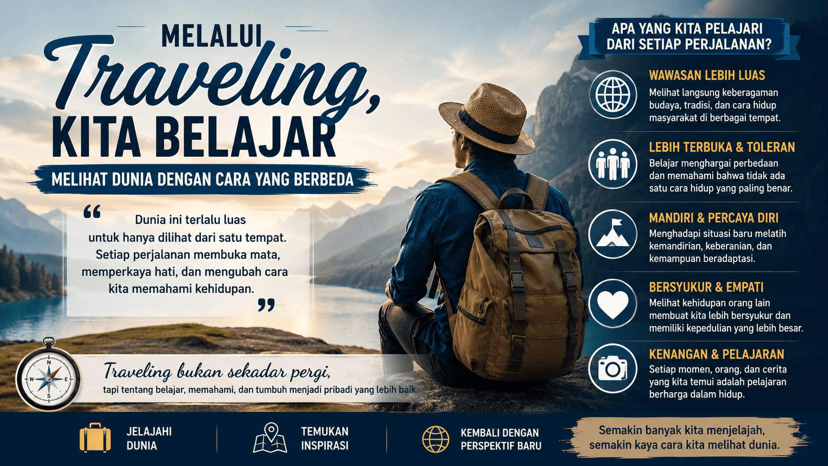 Melalui Traveling, Kita Belajar Melihat Dunia dengan Cara yang Berbeda.