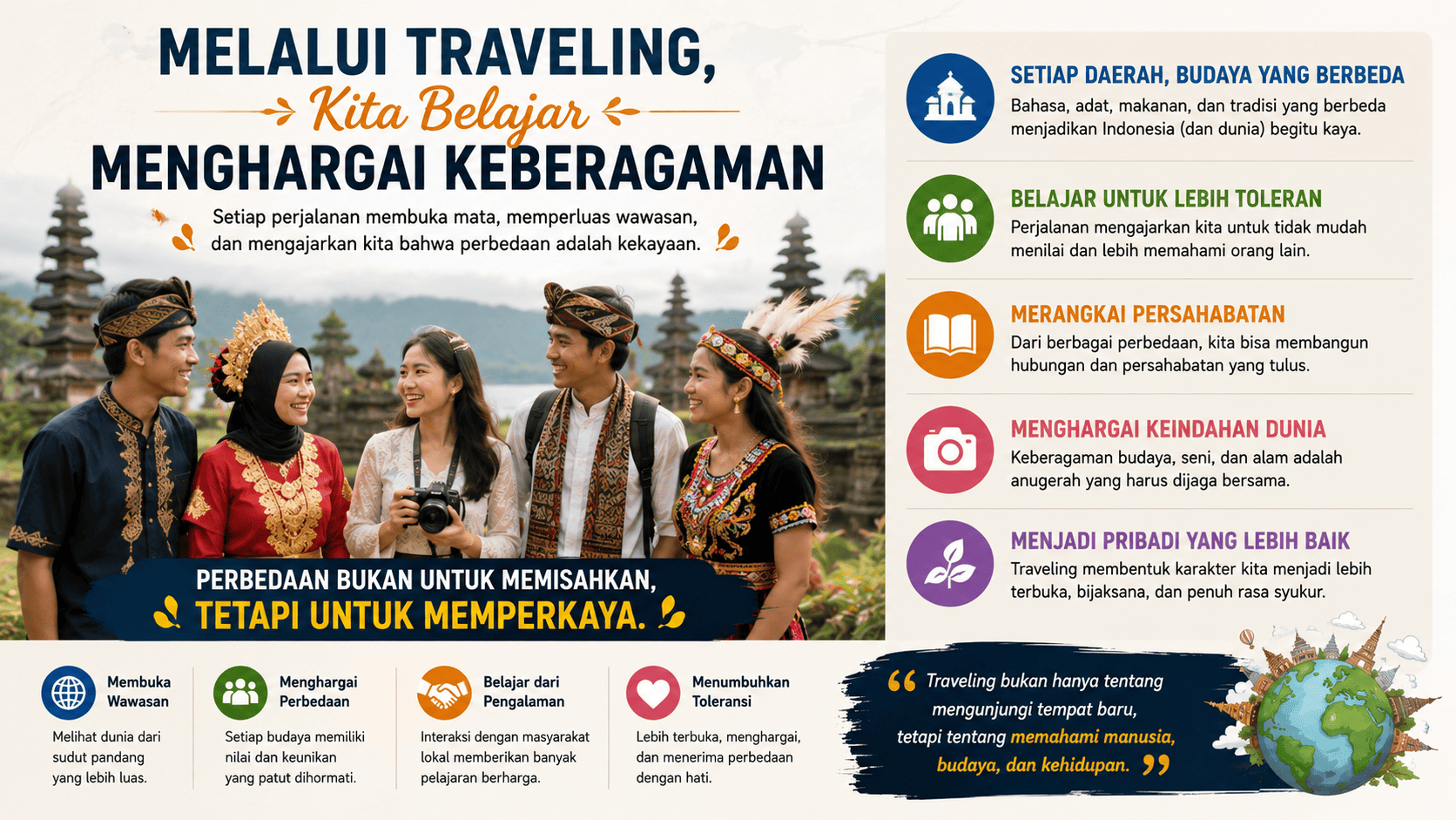 Melalui Traveling, Kita Belajar Menghargai Keberagaman.