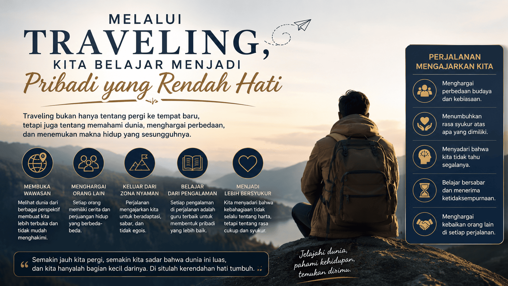 Melalui Traveling, Kita Belajar Menjadi Pribadi yang Rendah Hati.
