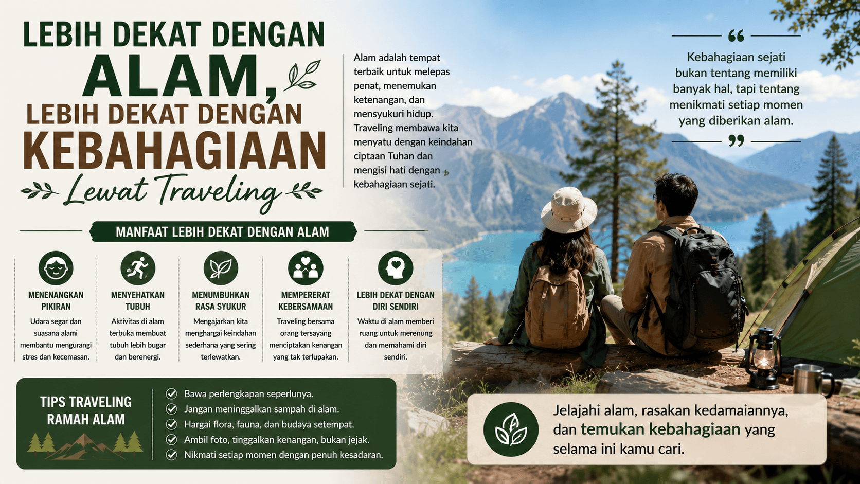 Lebih Dekat dengan Alam, Lebih Dekat dengan Kebahagiaan Lewat Traveling.