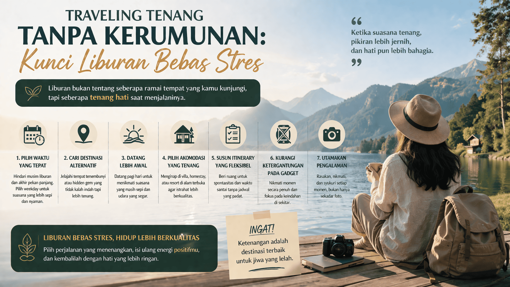 Traveling Tenang Tanpa Kerumunan, Kunci Liburan Bebas Stres