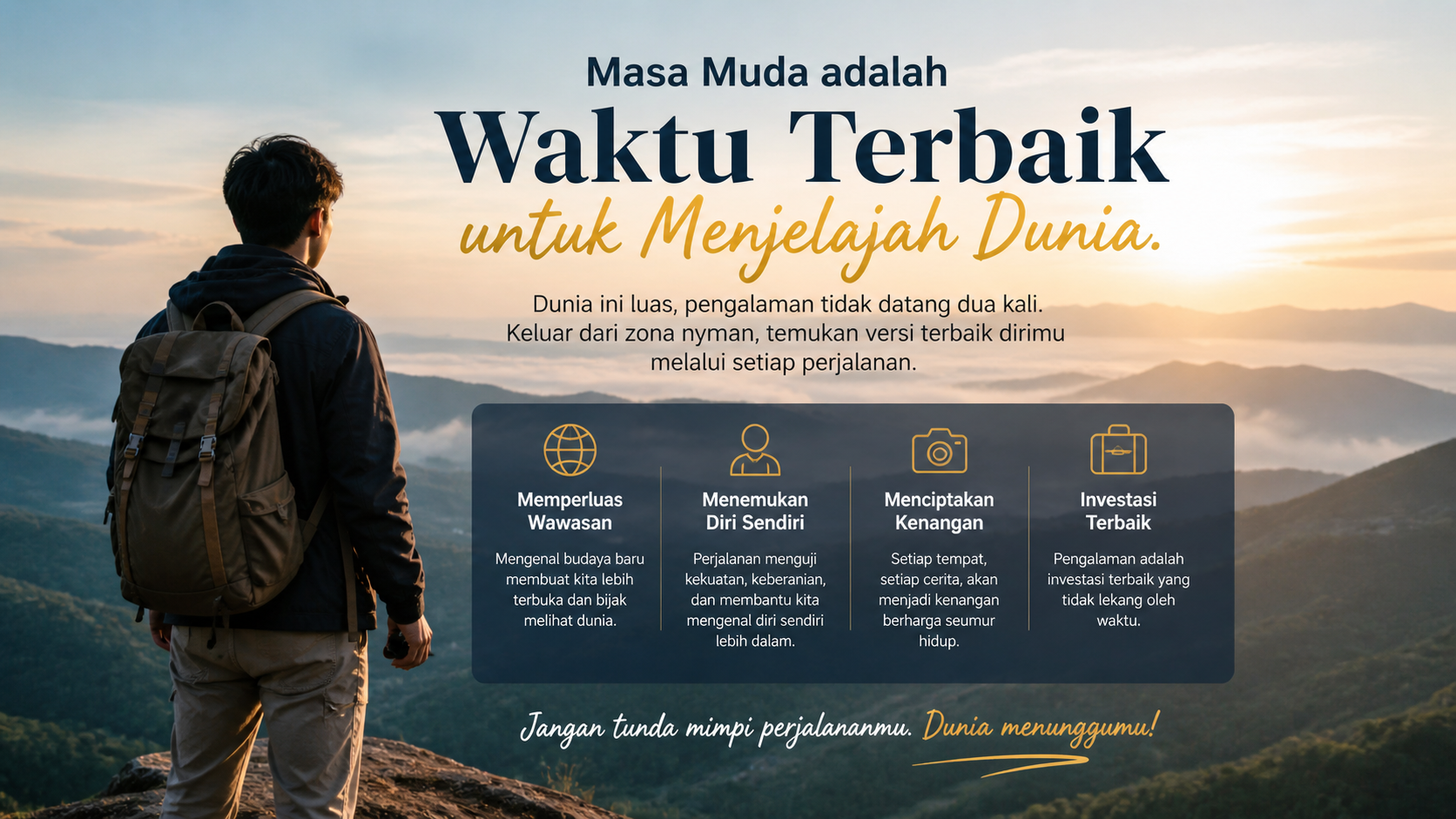 Masa Muda adalah Waktu Terbaik untuk Menjelajah Dunia.