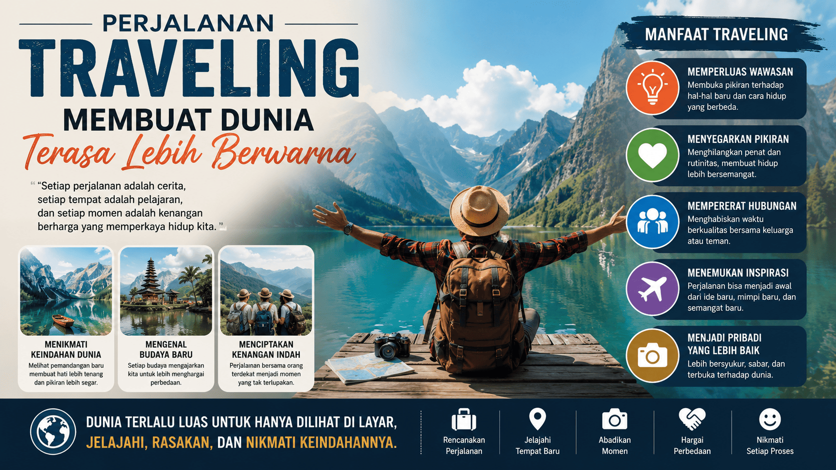 Perjalanan Traveling Membuat Dunia Terasa Lebih Berwarna.