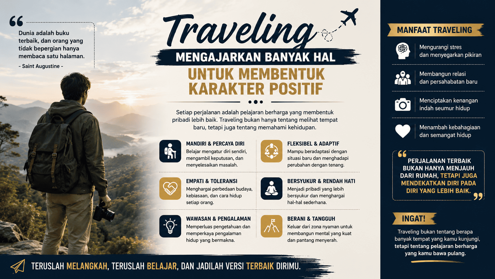 Traveling Mengajarkan Banyak Hal untuk Membentuk Karakter Positif.