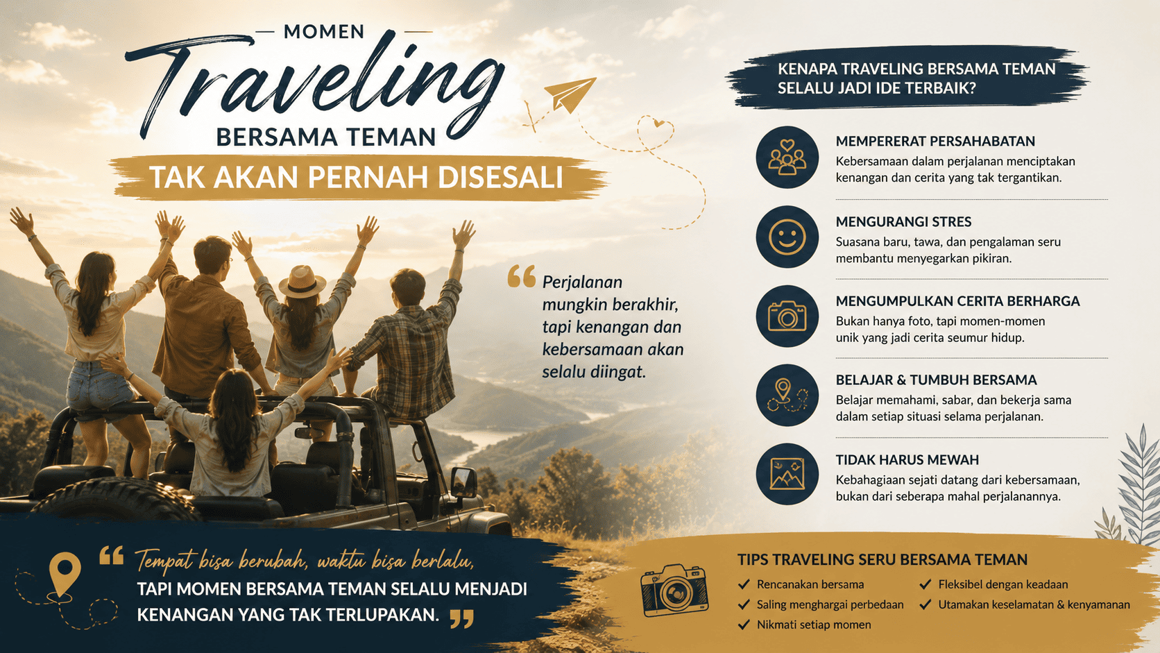 Momen Traveling Bersama Teman Tak Akan Pernah Disesali.