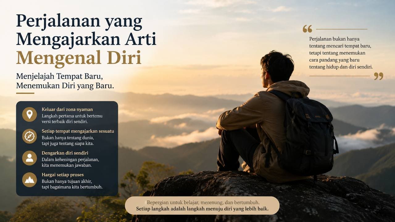 Perjalanan yang Mengajarkan Arti Mengenal Diri, Menjelajah Tempat Baru, Menemukan Diri yang Baru.