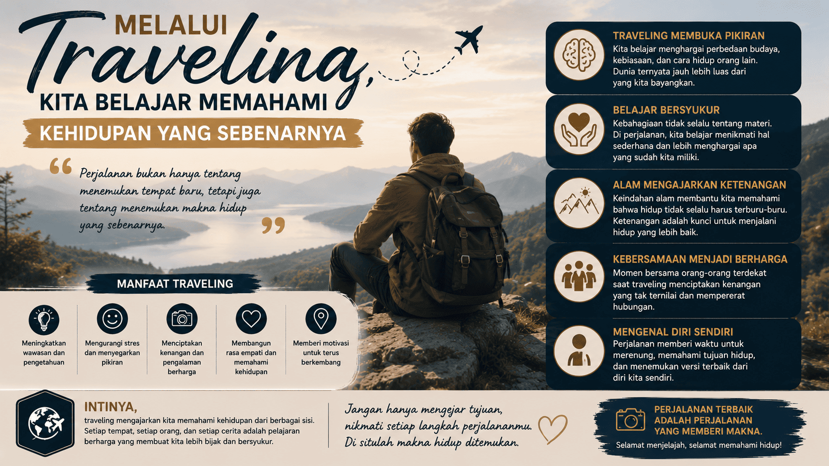 Melalui Traveling, Kita Belajar Memahami Kehidupan yang Sebenarnya.