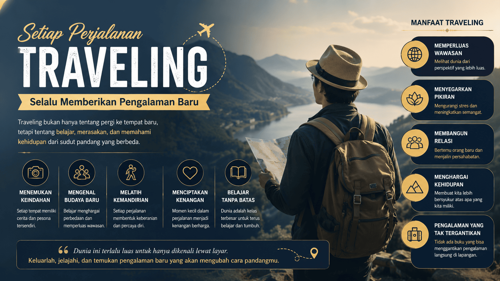 Setiap Perjalanan Traveling Selalu Memberikan Pengalaman Baru.