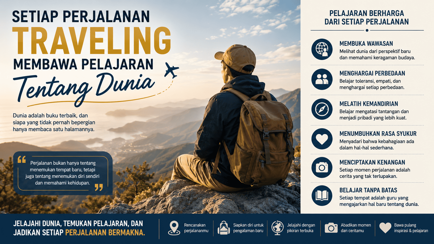 Setiap Perjalanan Traveling Membawa Pelajaran Tentang Dunia.