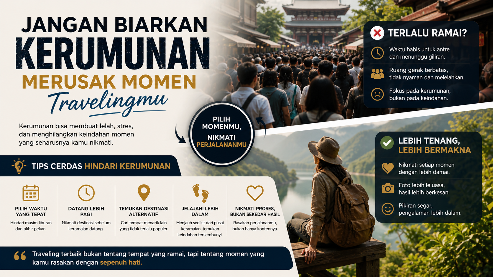Jangan Biarkan Kerumunan Merusak Momen Travelingmu