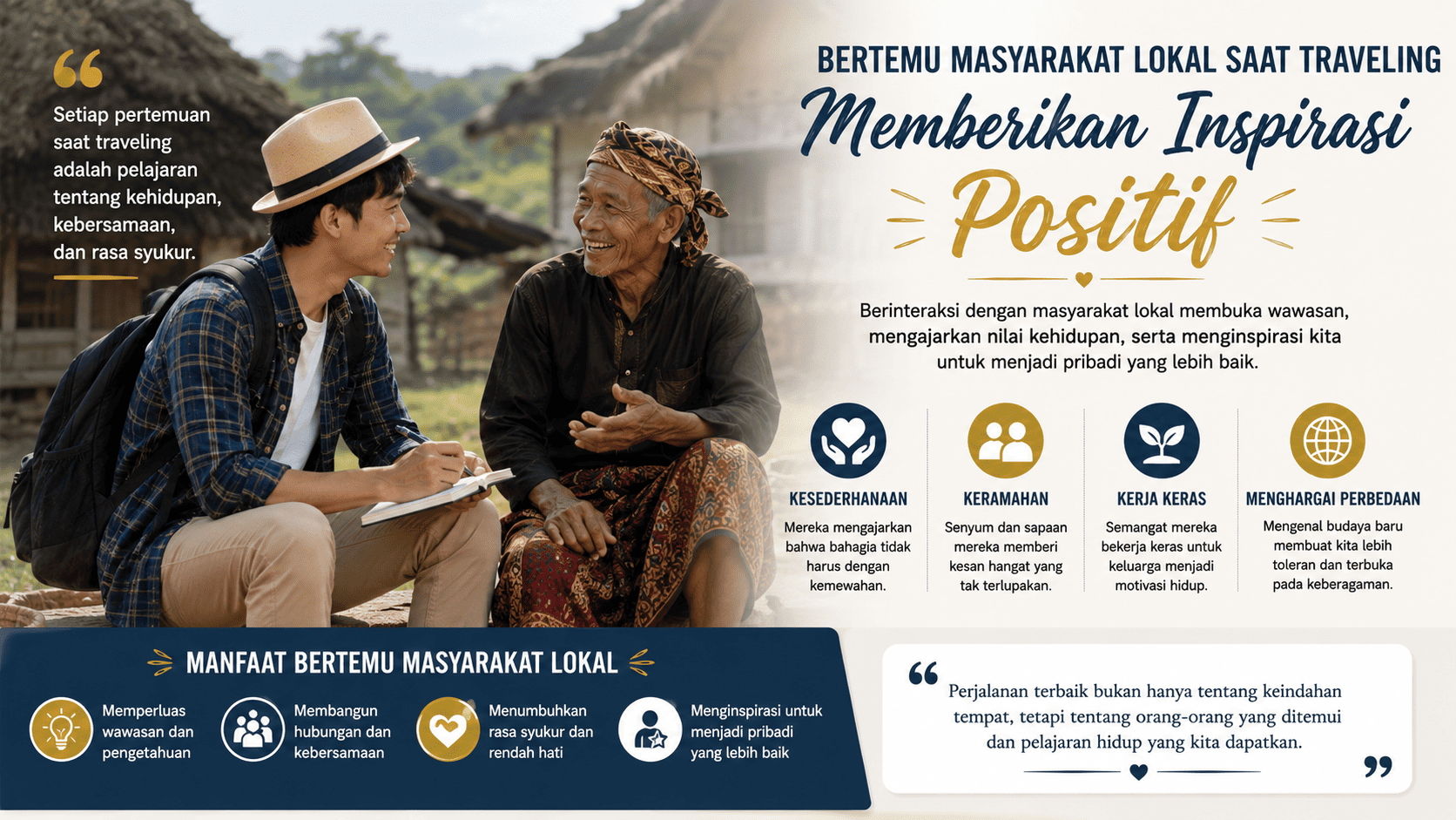 Bertemu Masyarakat Lokal Saat Traveling Memberikan Inspirasi Positif.