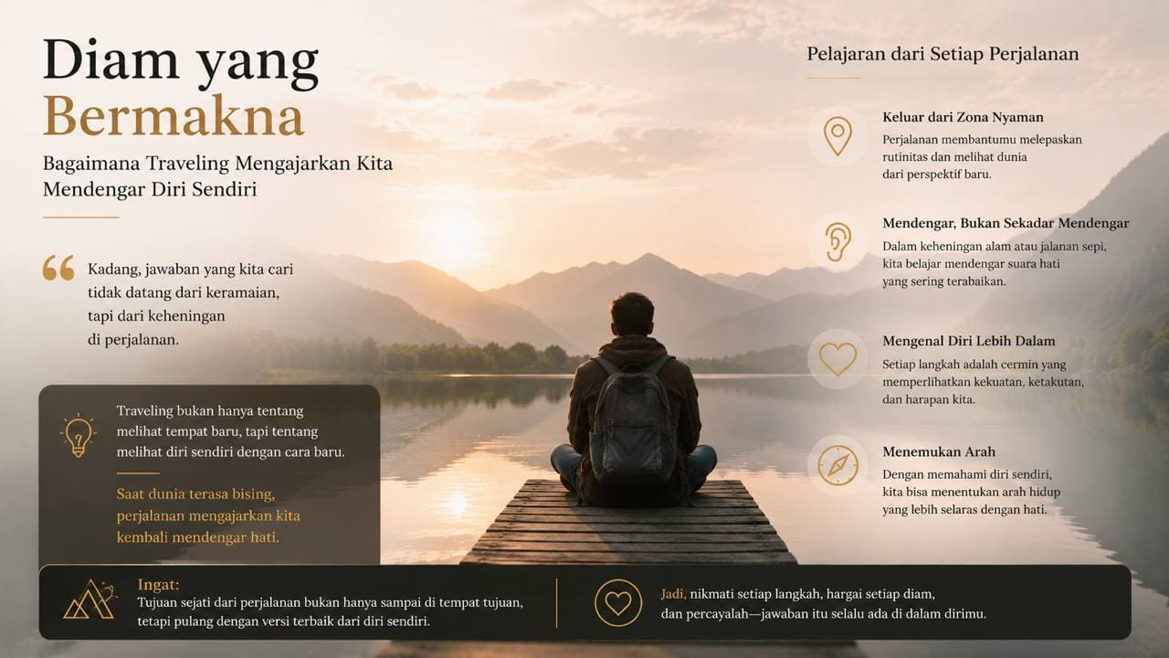 Diam yang Bermakna, Bagaimana Traveling Mengajarkan Kita Mendengar Diri Sendiri.