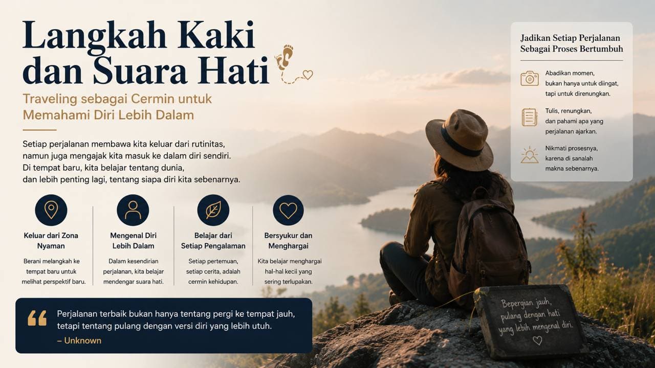 Langkah Kaki dan Suara Hati, Traveling sebagai Cermin untuk Memahami Diri Lebih Dalam.