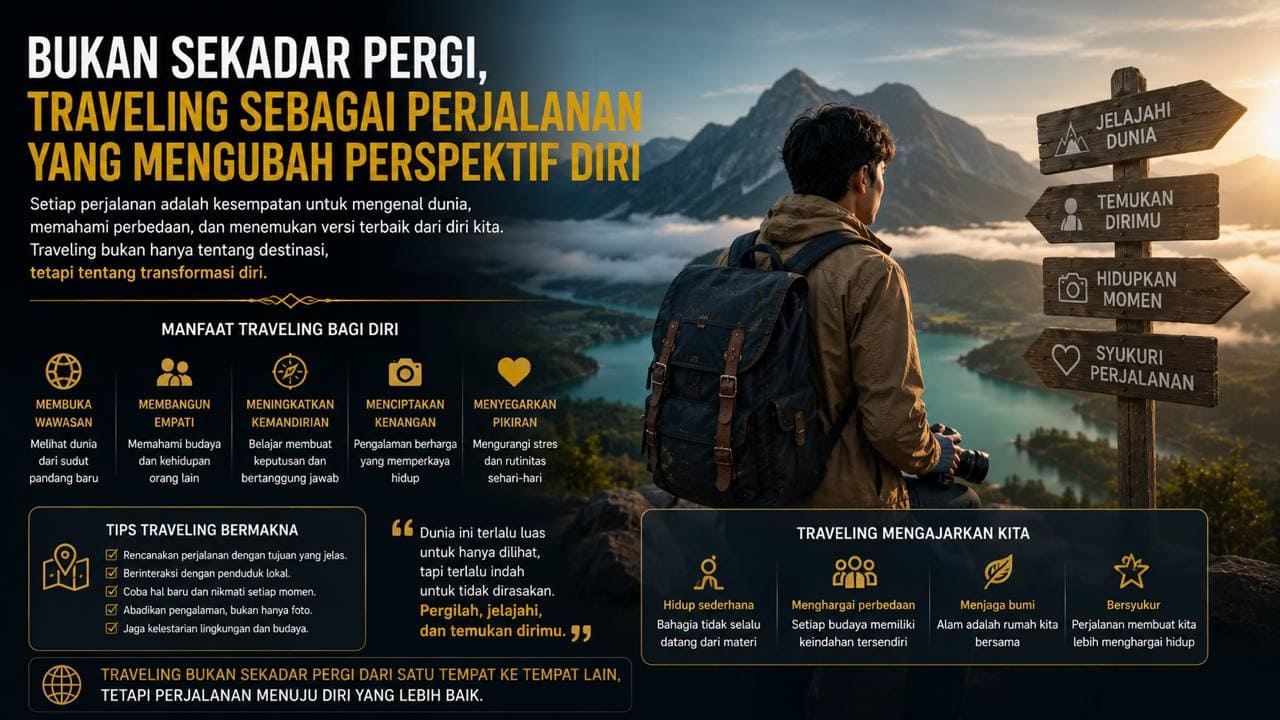 Bukan Sekadar Pergi, Traveling sebagai Perjalanan yang Mengubah Perspektif Diri.