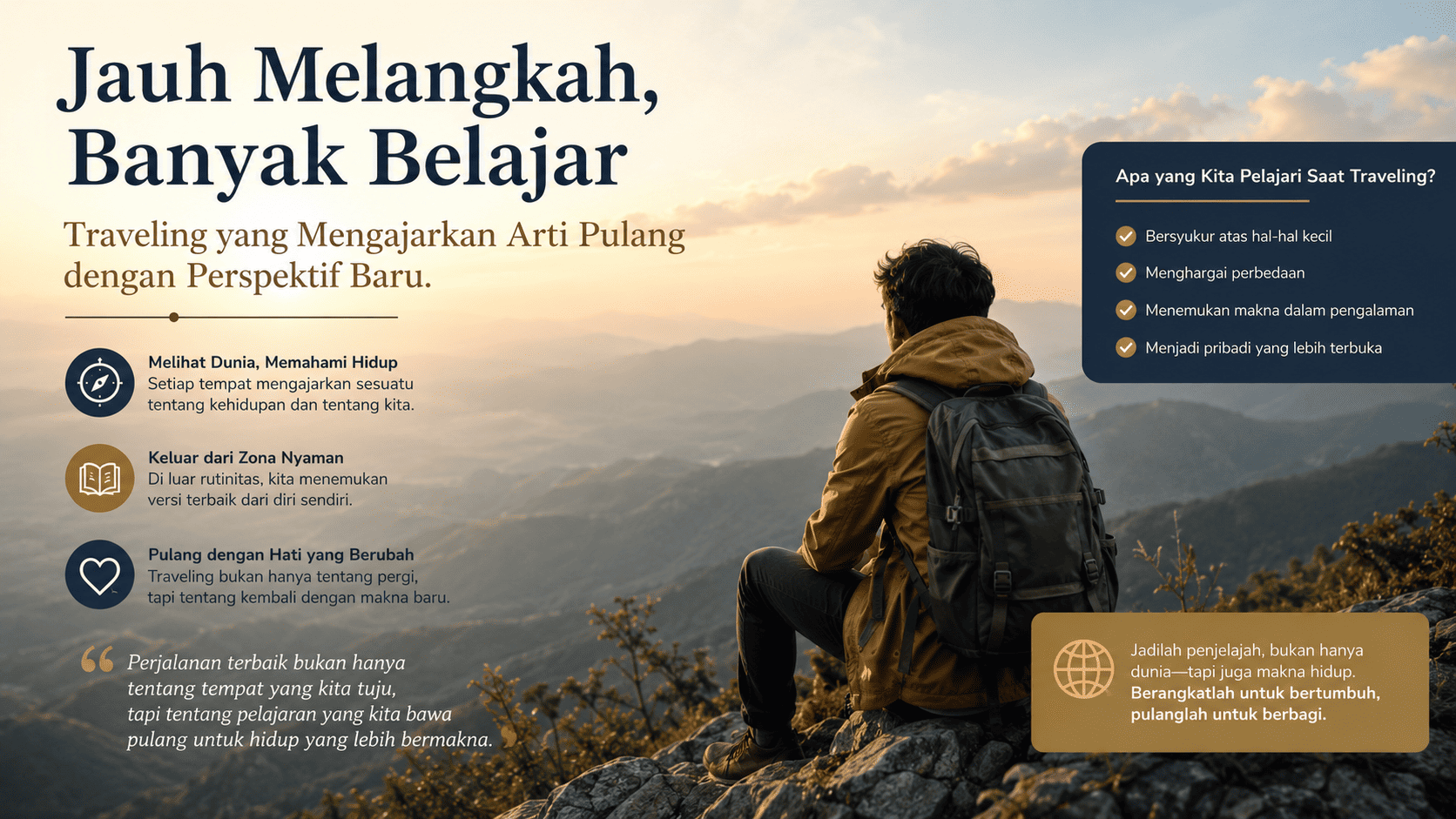Jauh Melangkah, Banyak Belajar Traveling yang Mengajarkan Arti Pulang dengan Perspektif Baru.