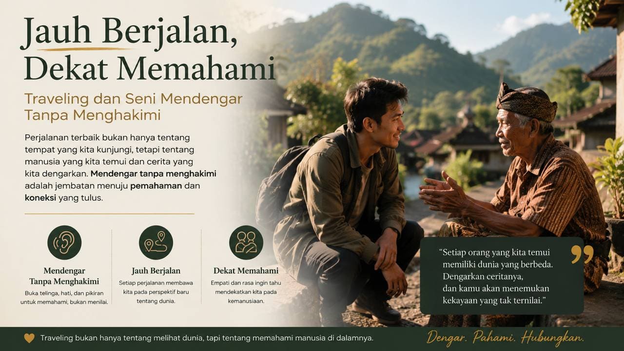 Jauh Berjalan, Dekat Memahami, Traveling dan Seni Mendengar Tanpa Menghakimi.
