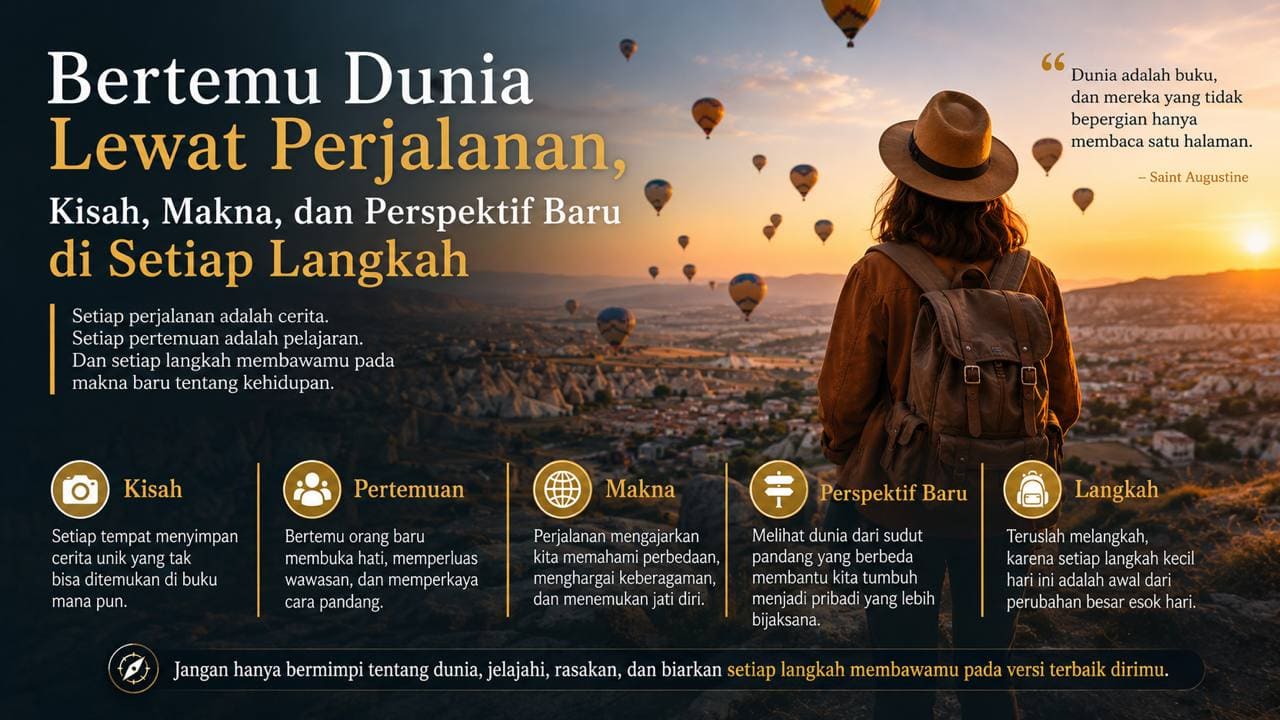 Bertemu Dunia Lewat Perjalanan, Kisah, Makna, dan Perspektif Baru di Setiap Langkah.