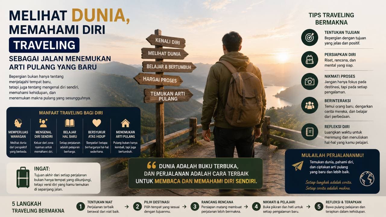 Melihat Dunia, Memahami Diri Traveling sebagai Jalan Menemukan Arti Pulang yang Baru.