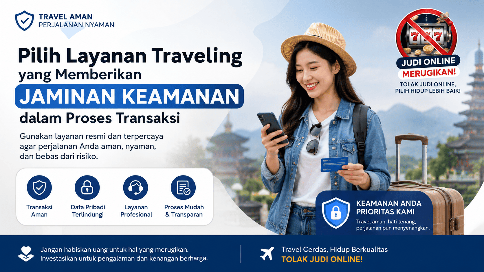 Pilih Layanan Traveling yang Memberikan Jaminan Keamanan dalam Proses Transaksi.
