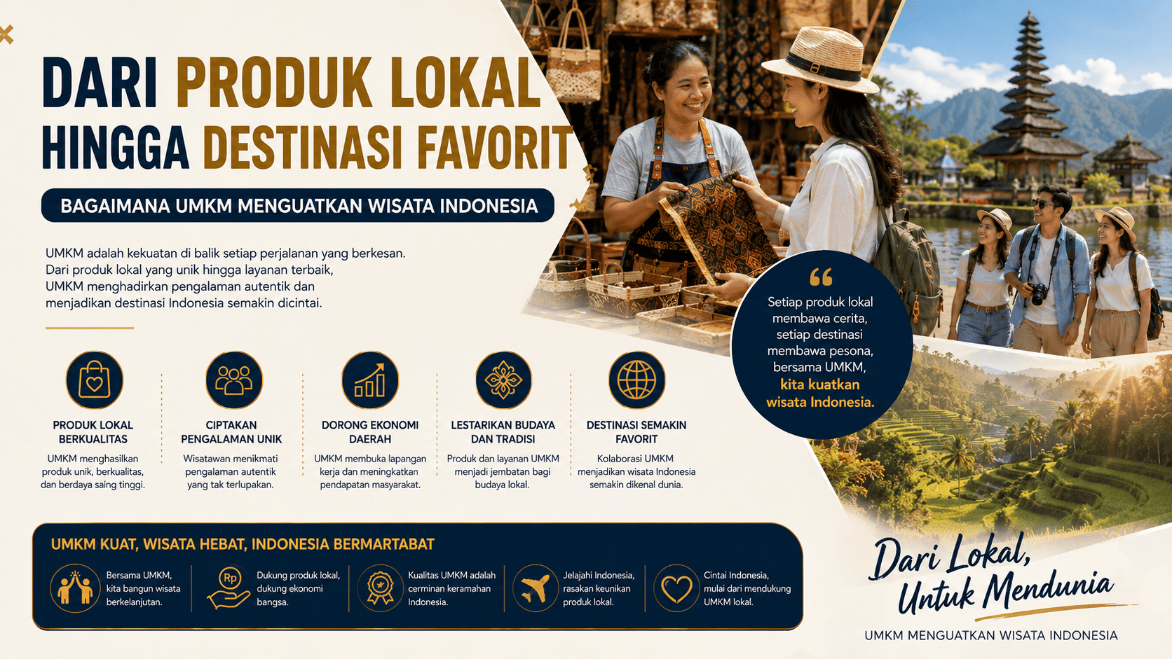 Dari Produk Lokal hingga Destinasi Favorit, Bagaimana UMKM Menguatkan Wisata Indonesia.