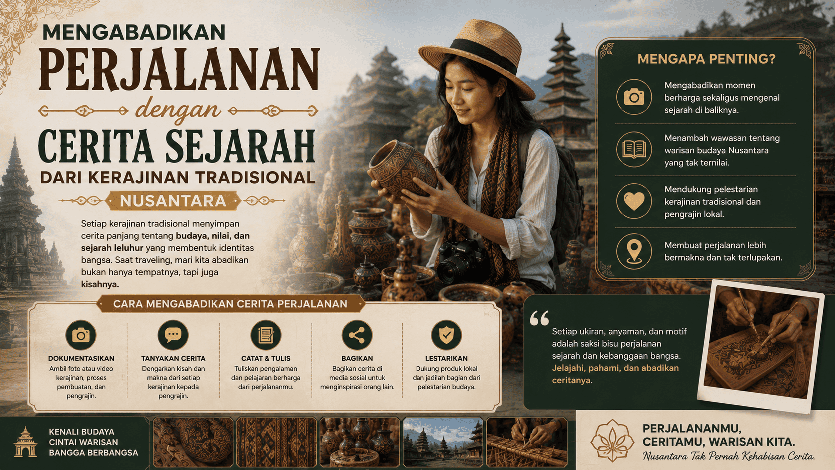 Mengabadikan Perjalanan dengan Cerita Sejarah dari Kerajinan Tradisional Nusantara.