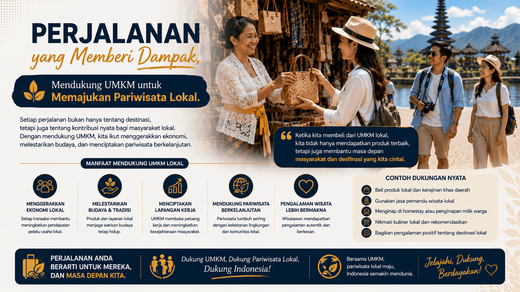 Perjalanan yang Memberi Dampak, Mendukung UMKM untuk Memajukan Pariwisata Lokal.