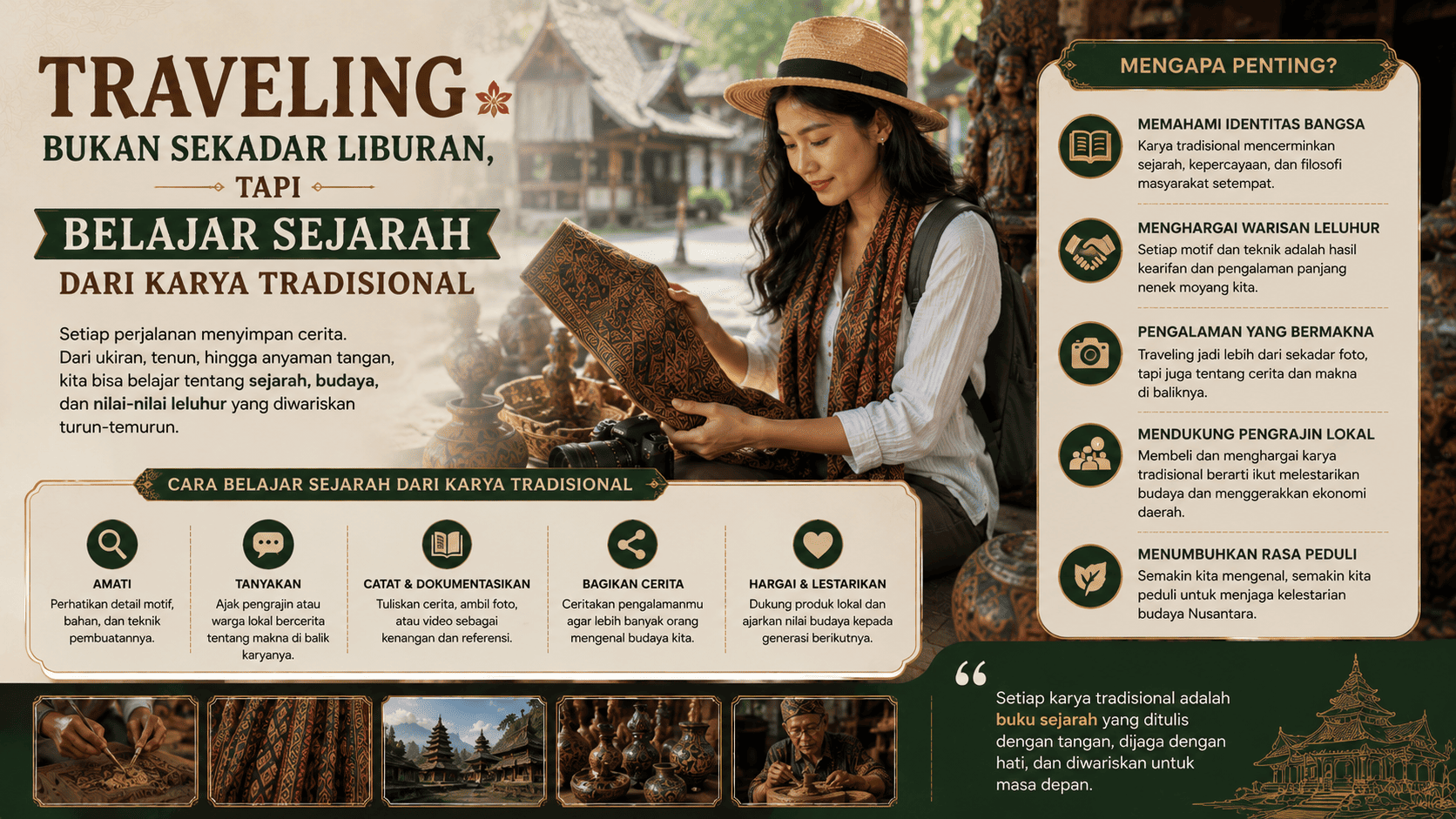 Traveling Bukan Sekadar Liburan, Tapi Belajar Sejarah dari Karya Tradisional.