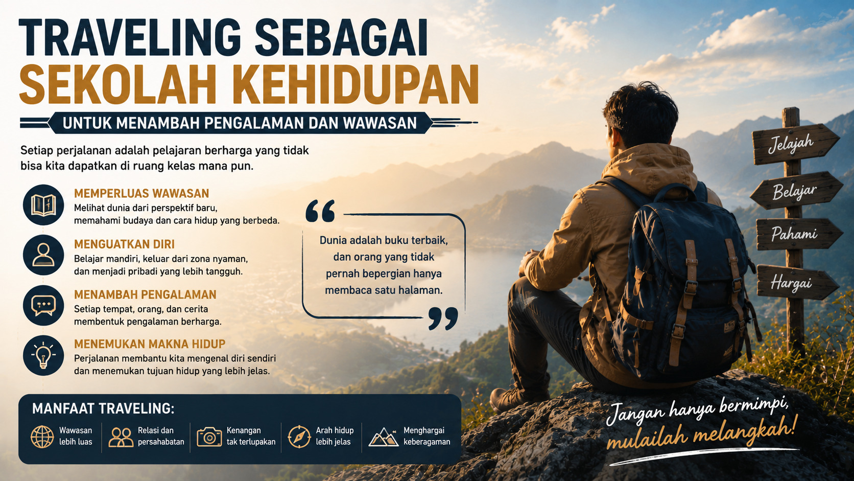 Traveling Sebagai Sekolah Kehidupan untuk Menambah Pengalaman dan Wawasan.